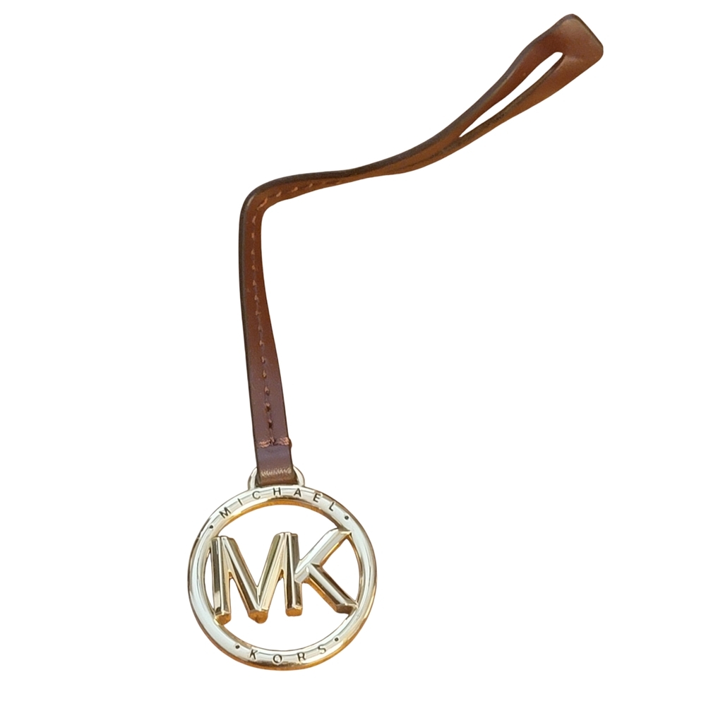 Michael Kors Gold and Tan Logo Keychain